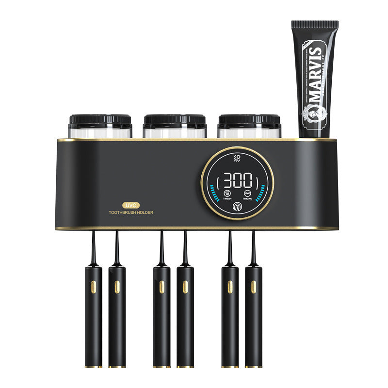 Smart Toothbrush Holder with UV Sterilizer & Drying – No Drilling