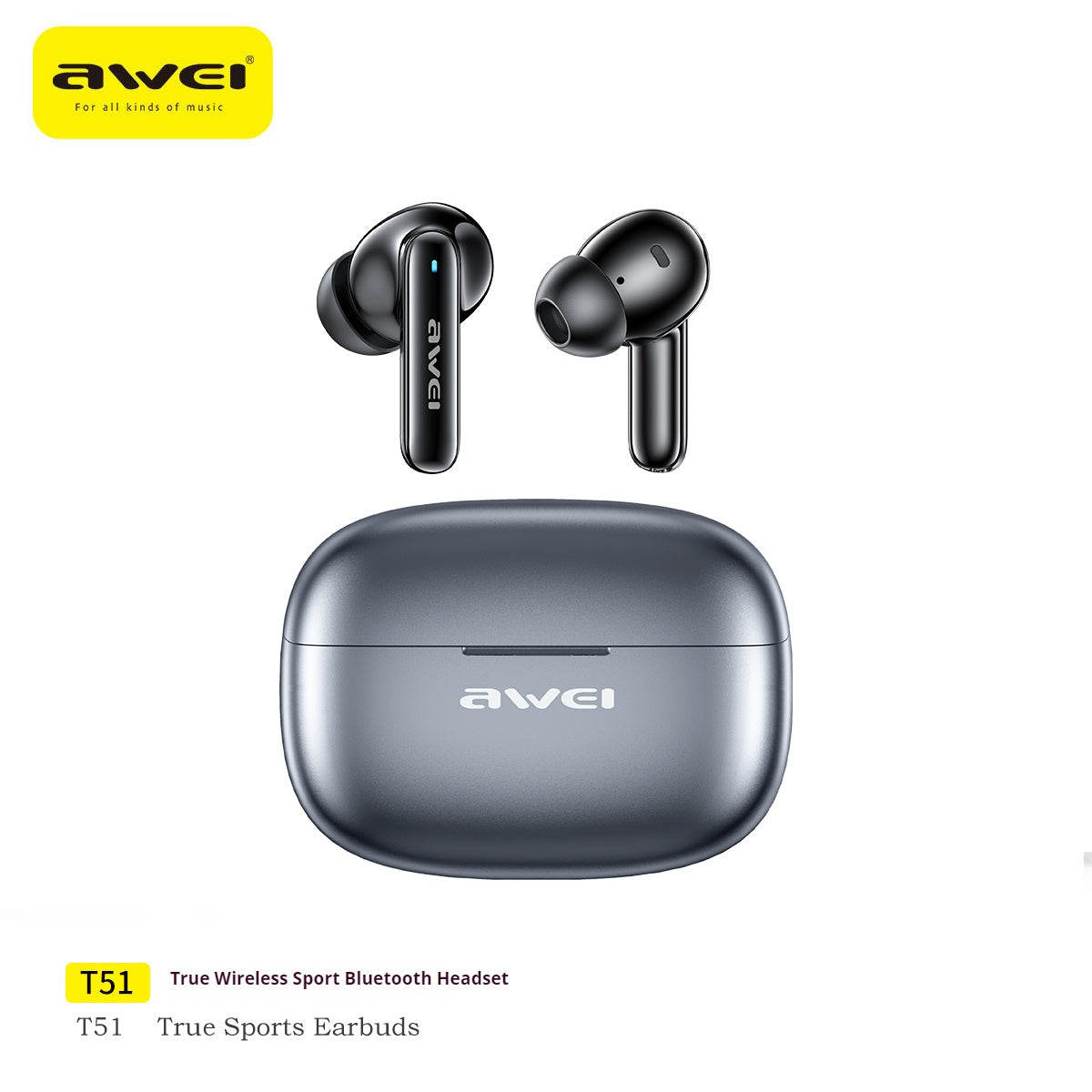 AWEI True Wireless Bluetooth Earphones – Sport Fit, Deep Bass, Touch Control, Waterproof