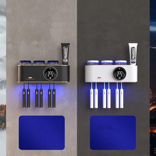 Smart Toothbrush Holder with UV Sterilizer & Drying – No Drilling